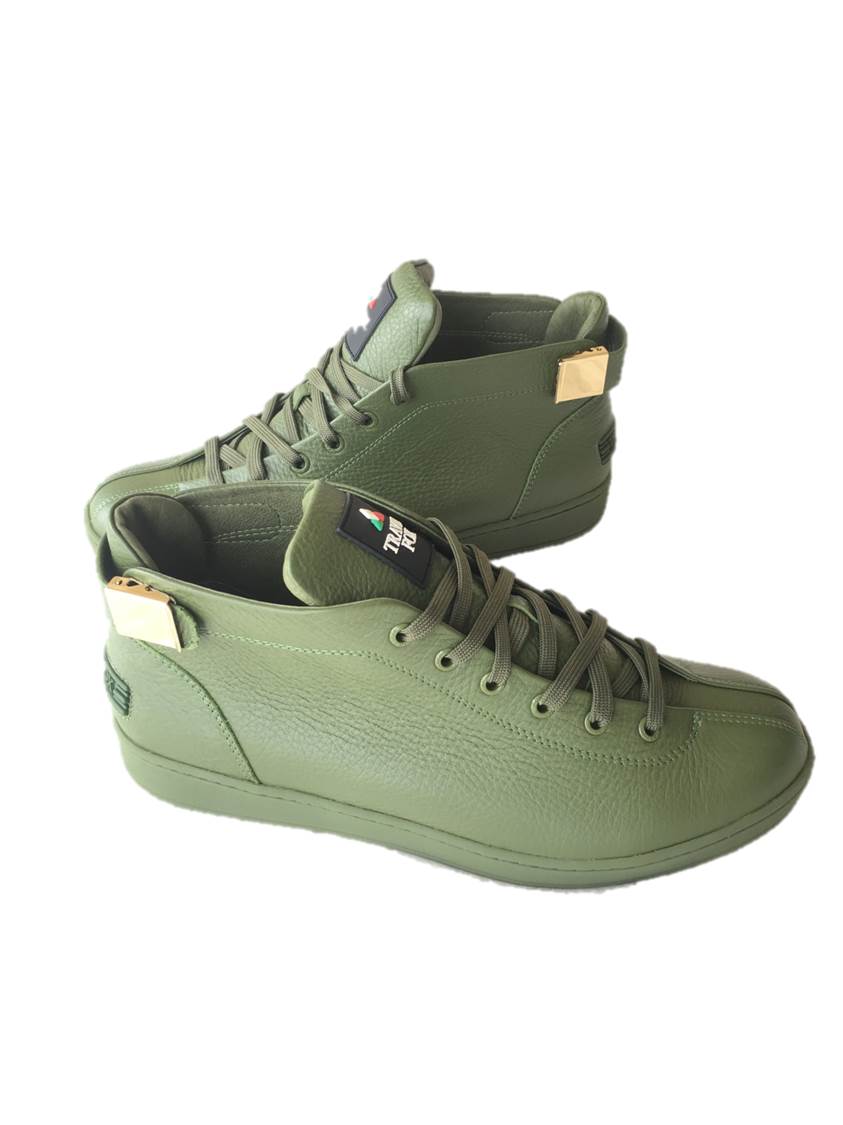 MEN'S 'MALIBU' NAPPA LEATHER MIDS w/BUCKLE - OLIVE