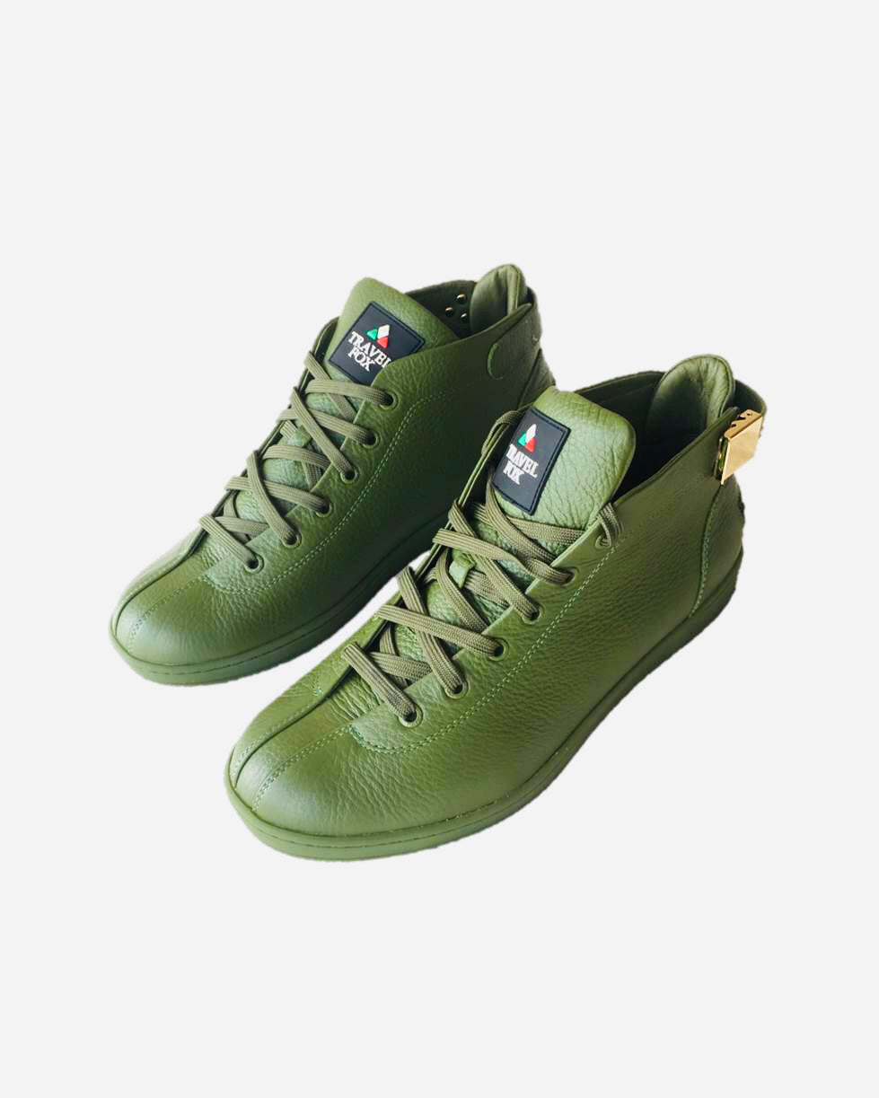 MEN'S 'MALIBU' NAPPA LEATHER MIDS w/BUCKLE - OLIVE