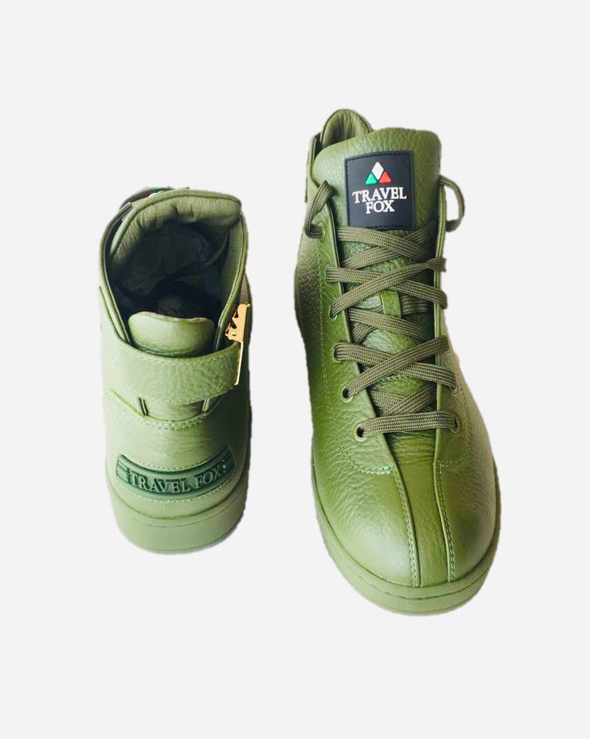 MEN'S 'MALIBU' NAPPA LEATHER MIDS w/BUCKLE - OLIVE