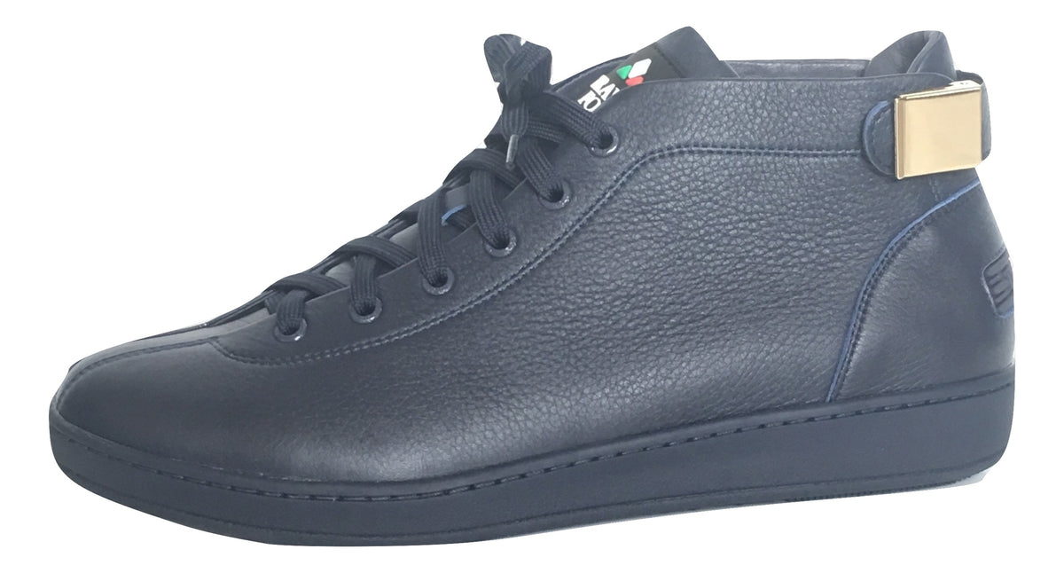 MEN'S 'MALIBU' NAPPA LEATHER MIDS w/BUCKLE - NAVY