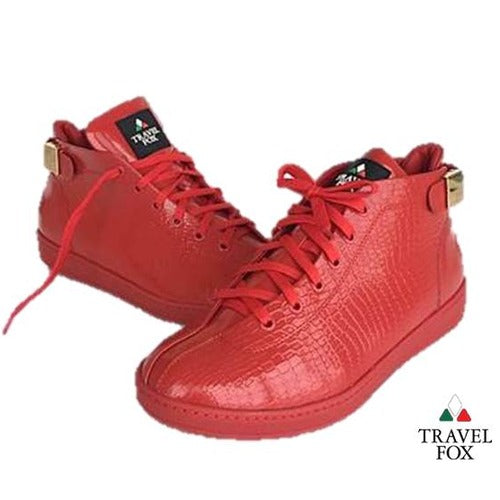 MEN'S 'MALIBU' PATENT LEATHER EMBOSSED SNAKE PRINT MIDS w/BUCKLE - RED