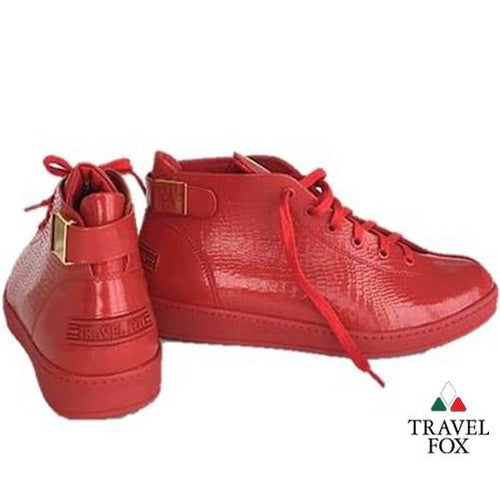 MEN'S 'MALIBU' PATENT LEATHER EMBOSSED SNAKE PRINT MIDS w/BUCKLE - RED