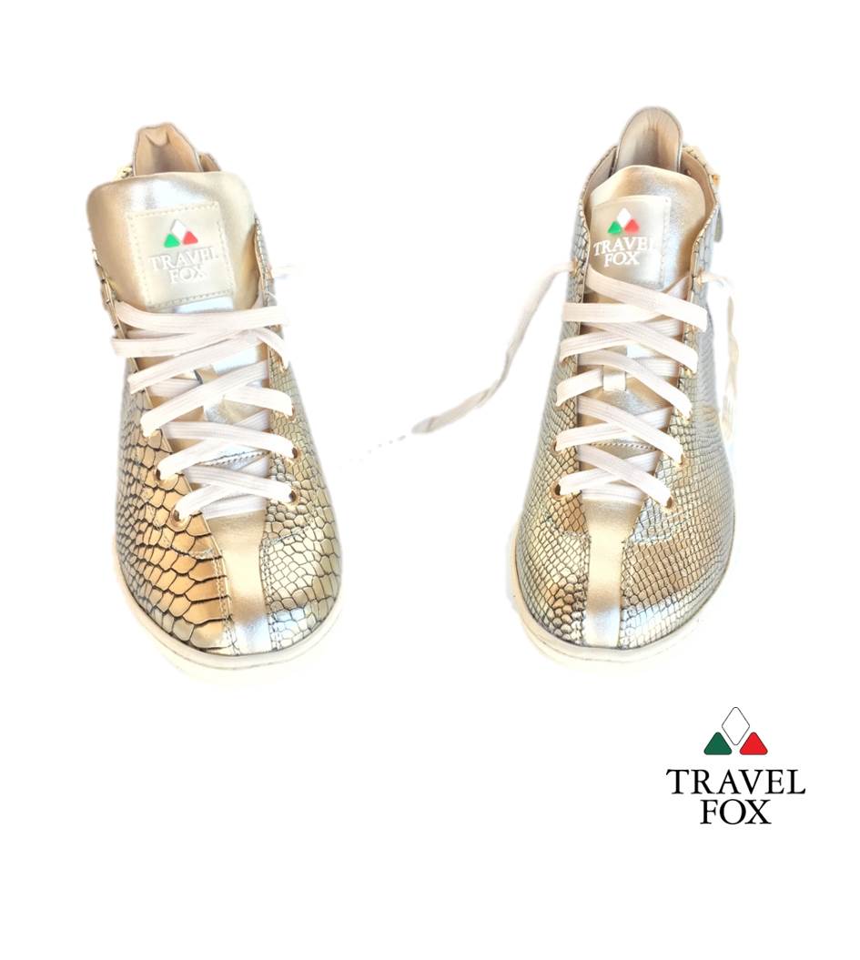 MEN'S 'MALIBU' PATENT LEATHER EMBOSSED SNAKE PRINT MIDS w/BUCKLE - GOLD