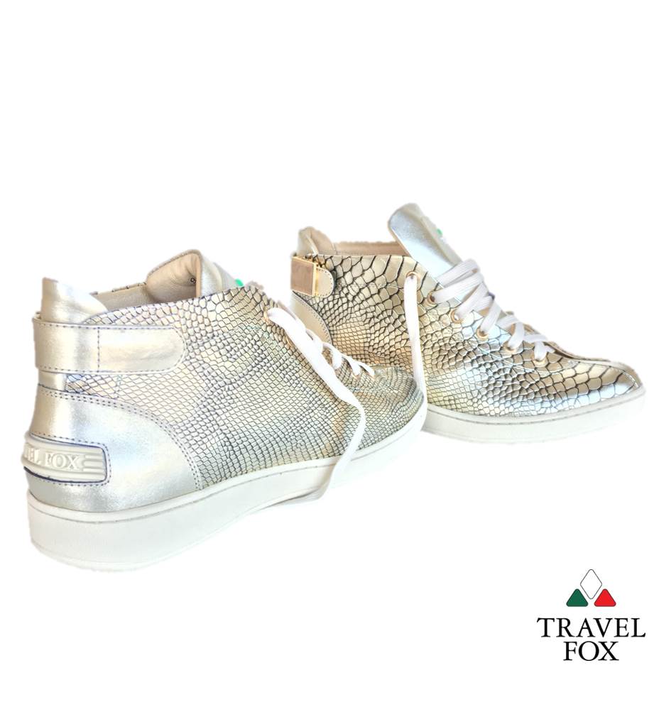 MEN'S 'MALIBU' PATENT LEATHER EMBOSSED SNAKE PRINT MIDS w/BUCKLE - GOLD