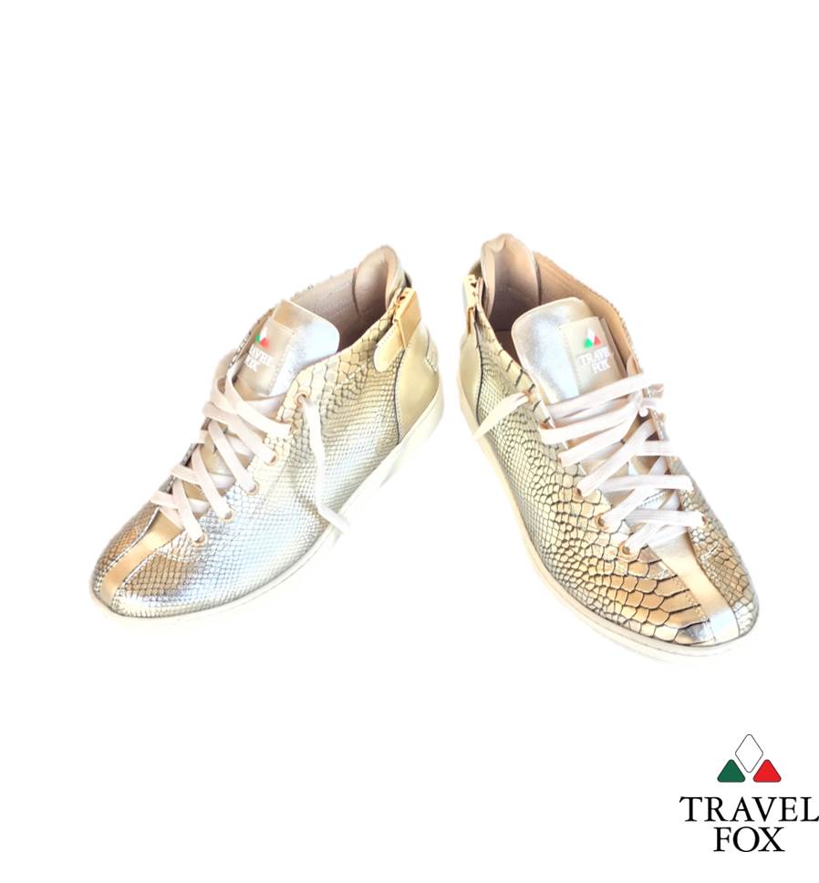 MEN'S 'MALIBU' PATENT LEATHER EMBOSSED SNAKE PRINT MIDS w/BUCKLE - GOLD