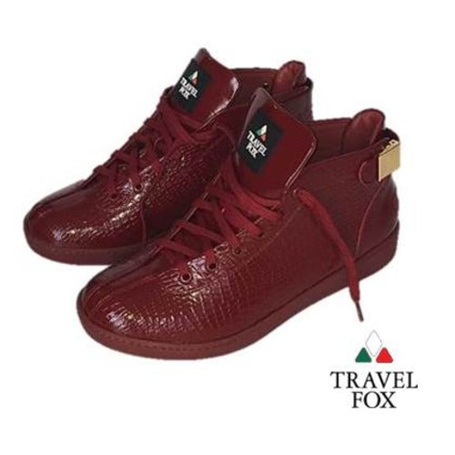 MEN'S 'MALIBU' PATENT LEATHER EMBOSSED SNAKE PRINT MIDS w/BUCKLE - BURGUNDY