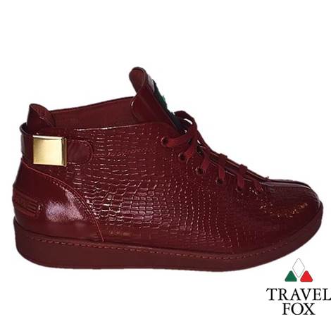 MEN'S 'MALIBU' PATENT LEATHER EMBOSSED SNAKE PRINT MIDS w/BUCKLE - BURGUNDY