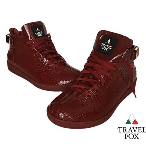 MEN'S 'MALIBU' PATENT LEATHER EMBOSSED SNAKE PRINT MIDS w/BUCKLE - BURGUNDY