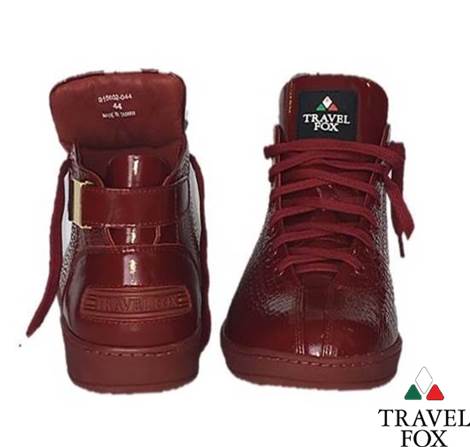 MEN'S 'MALIBU' PATENT LEATHER EMBOSSED SNAKE PRINT MIDS w/BUCKLE - BURGUNDY