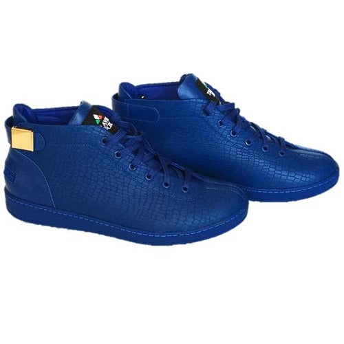 MEN'S 'MALIBU' EMBOSSED SNAKE PRINT MIDS w/BUCKLE - ROYAL BLUE