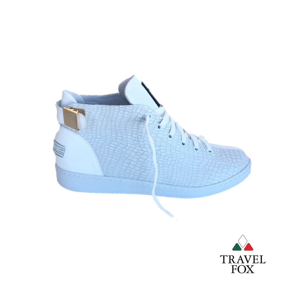 MEN'S 'MALIBU' EMBOSSED SNAKE PRINT MIDS w/BUCKLE - WHITE & LIGHT GREY