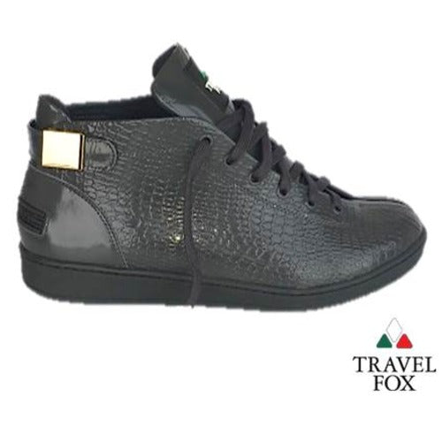 MEN'S 'MALIBU' PATENT LEATHER EMBOSSED SNAKE PRINT MIDS w/BUCKLE - GREY
