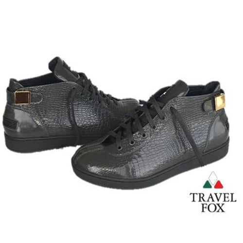 MEN'S 'MALIBU' PATENT LEATHER EMBOSSED SNAKE PRINT MIDS w/BUCKLE - GREY