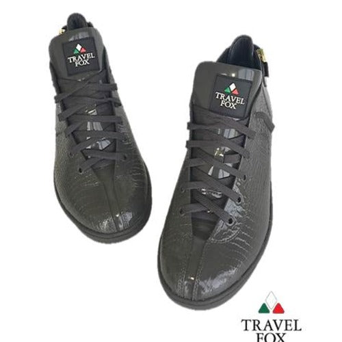MEN'S 'MALIBU' PATENT LEATHER EMBOSSED SNAKE PRINT MIDS w/BUCKLE - GREY