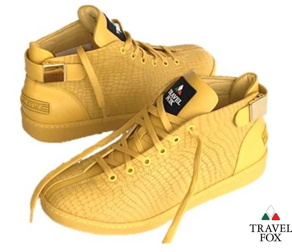 MEN'S 'MALIBU' EMBOSSED SNAKE PRINT MIDS w/BUCKLE - YELLOW