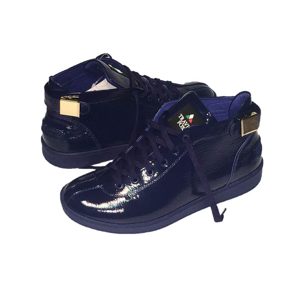 MEN'S 'MALIBU' PATENT LEATHER MIDS w/BUCKLE - AZURE BLUE