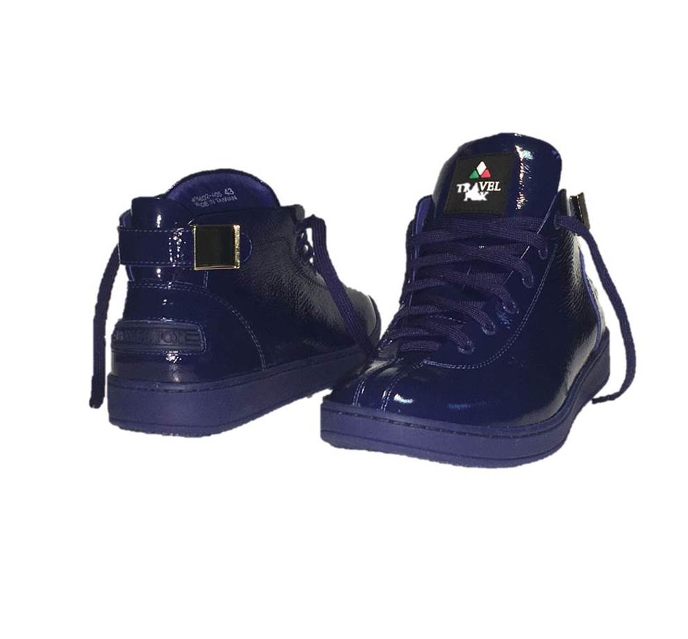 MEN'S 'MALIBU' PATENT LEATHER MIDS w/BUCKLE - AZURE BLUE