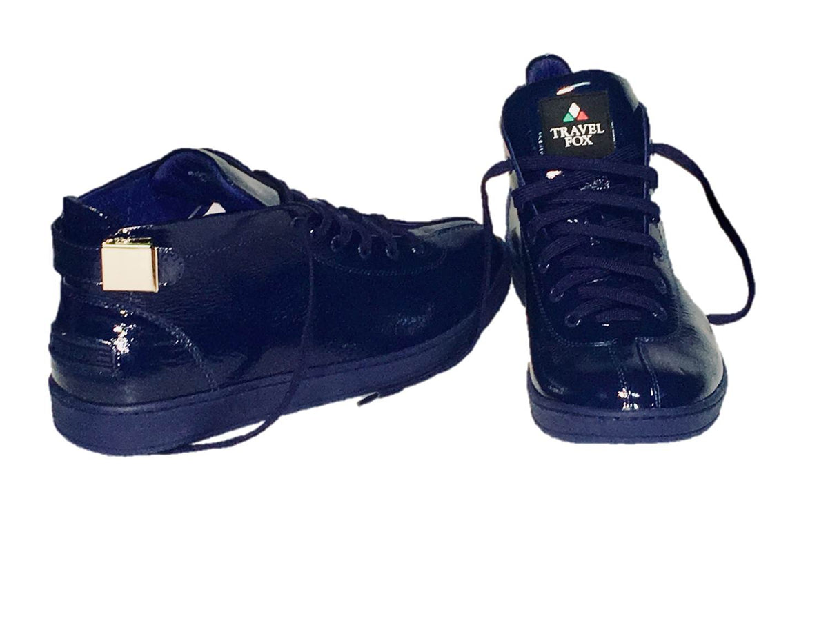 MEN'S 'MALIBU' PATENT LEATHER MIDS w/BUCKLE - AZURE BLUE