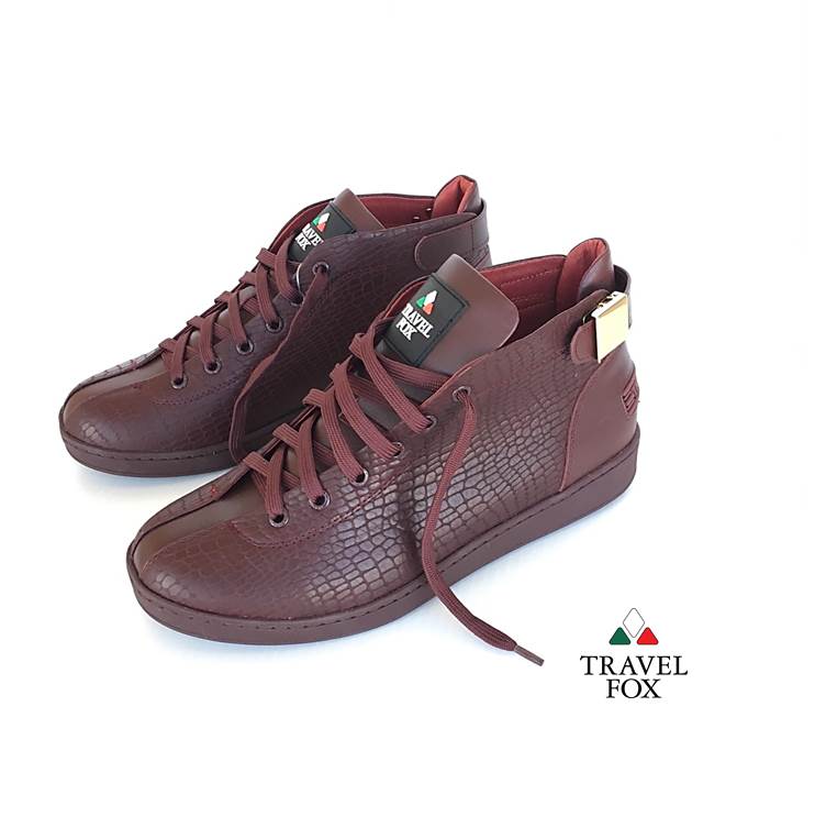 MEN'S 'MALIBU' EMBOSSED SNAKE PRINT MIDS w/BUCKLE - BURGUNDY