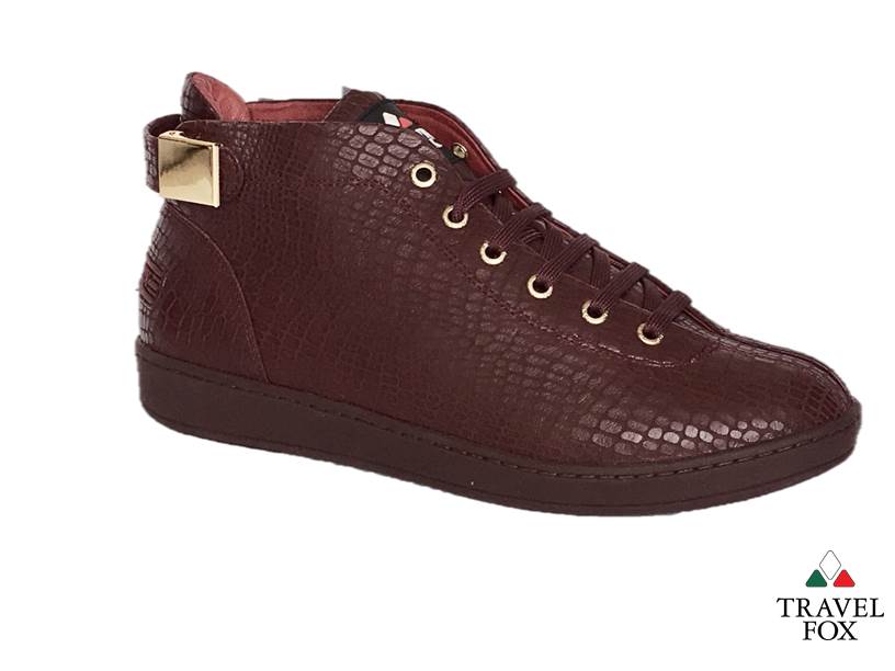 MEN'S 'MALIBU' EMBOSSED SNAKE PRINT MIDS w/BUCKLE - BURGUNDY