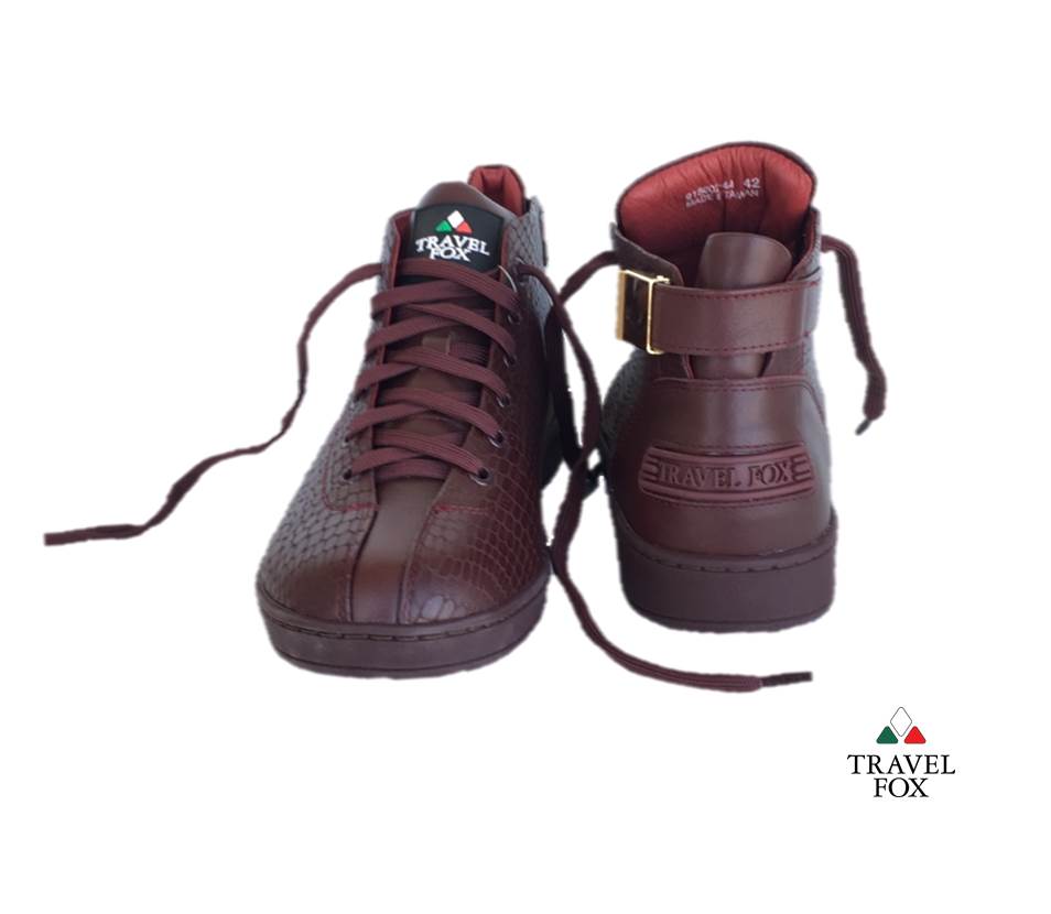 MEN'S 'MALIBU' EMBOSSED SNAKE PRINT MIDS w/BUCKLE - BURGUNDY