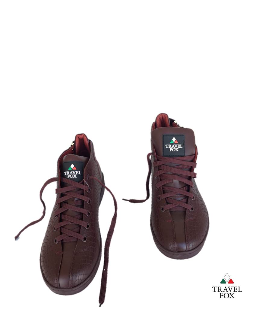 MEN'S 'MALIBU' EMBOSSED SNAKE PRINT MIDS w/BUCKLE - BURGUNDY