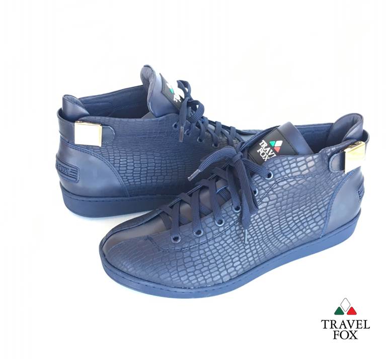 MEN'S 'MALIBU' EMBOSSED SNAKE PRINT MIDS w/BUCKLE - NAVY