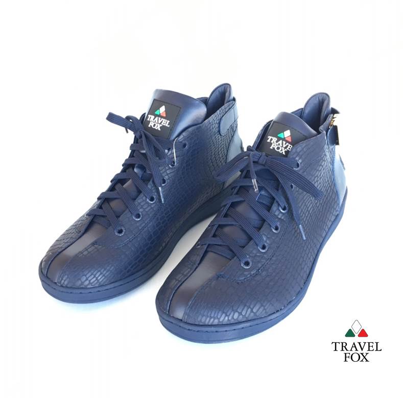 MEN'S 'MALIBU' EMBOSSED SNAKE PRINT MIDS w/BUCKLE - NAVY