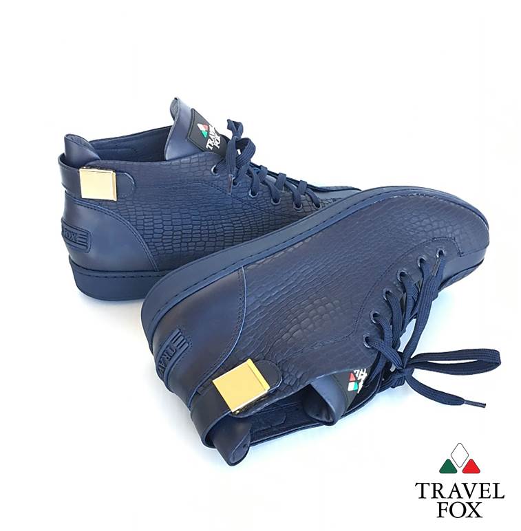 MEN'S 'MALIBU' EMBOSSED SNAKE PRINT MIDS w/BUCKLE - NAVY
