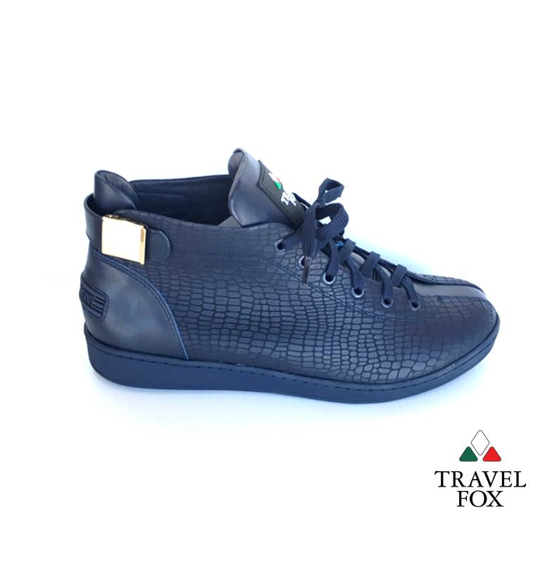 MEN'S 'MALIBU' EMBOSSED SNAKE PRINT MIDS w/BUCKLE - NAVY