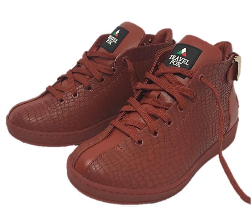 MEN'S 'MALIBU' EMBOSSED SNAKE PRINT MIDS w/BUCKLE - BRICK