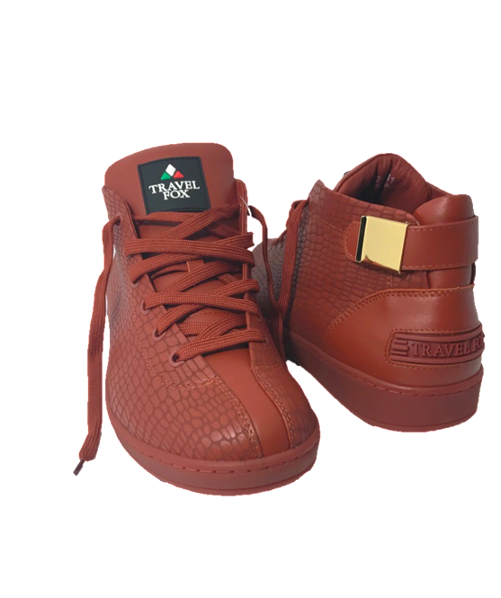 MEN'S 'MALIBU' EMBOSSED SNAKE PRINT MIDS w/BUCKLE - BRICK