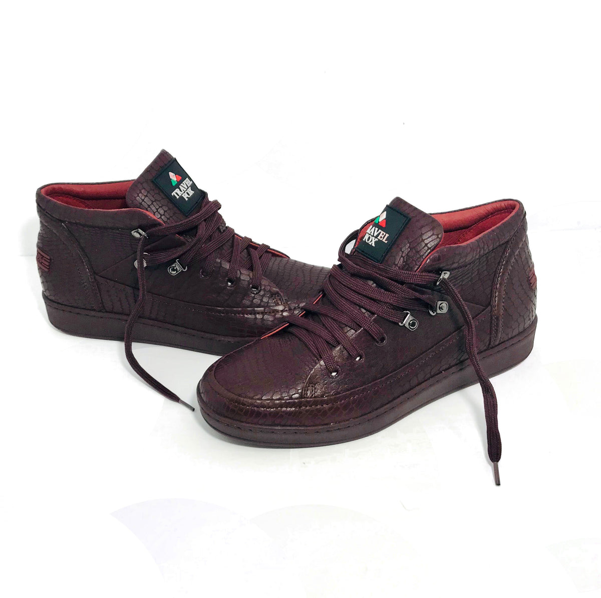 MEN'S 'CANCUN' EMBOSSED SNAKE PRINT MIDS - BURGUNDY