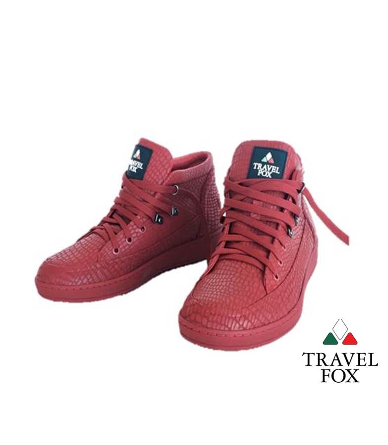 MEN'S 'CANCUN' EMBOSSED SNAKE PRINT MIDS - RED