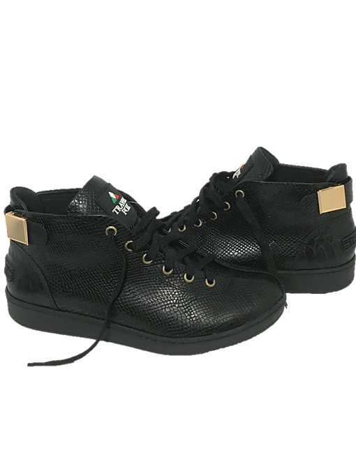 MEN'S 'MALIBU' EMBOSSED SNAKE PRINT MIDS w/BUCKLE - BLACK