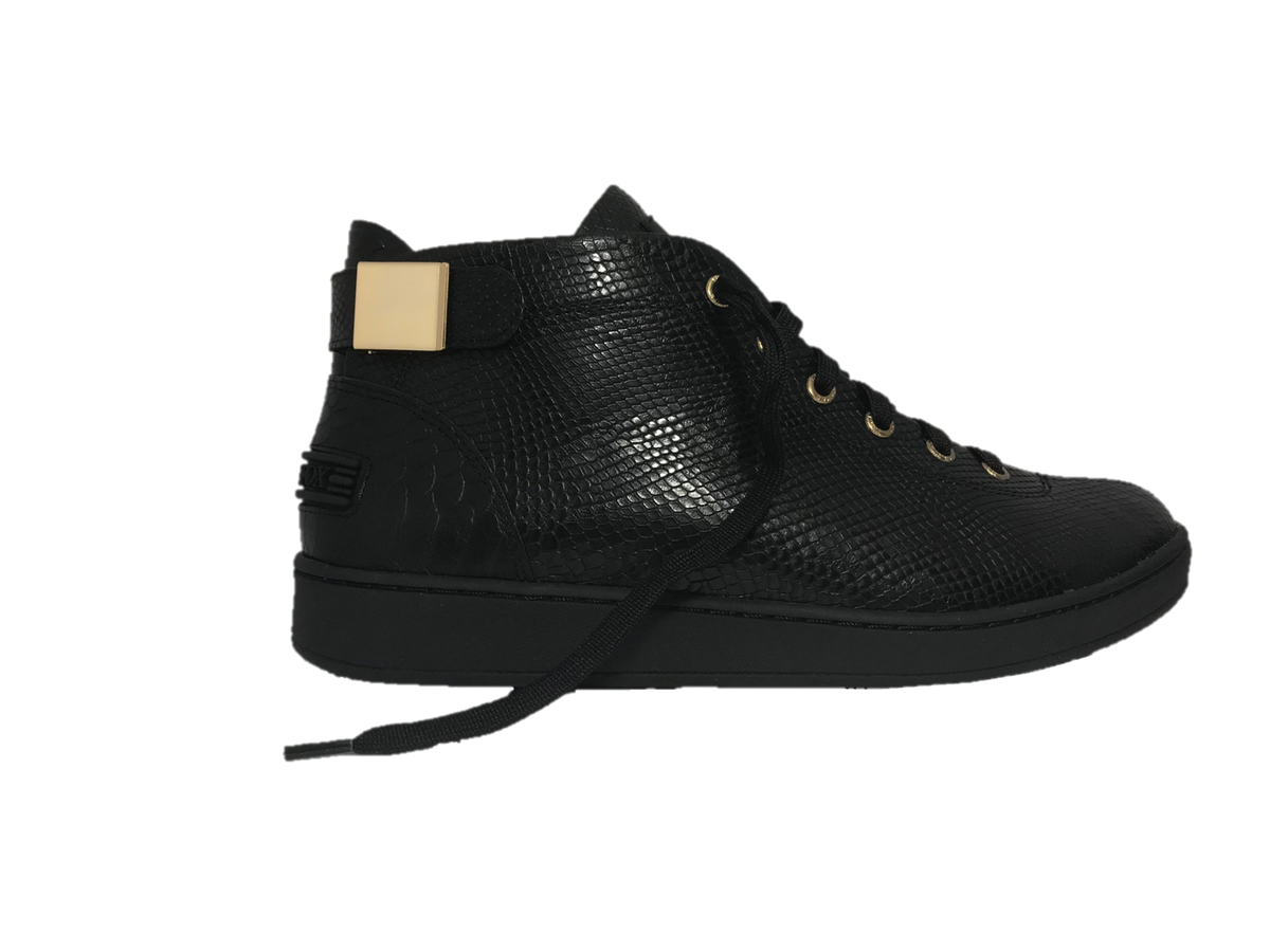 MEN'S 'MALIBU' EMBOSSED SNAKE PRINT MIDS w/BUCKLE - BLACK