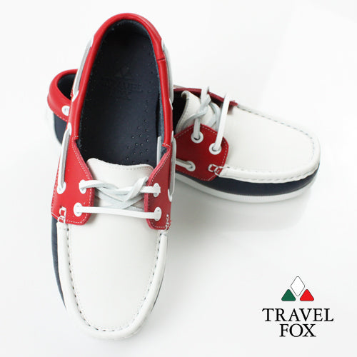 KIDS BOAT SHOES - NAPPA LEATHER RED/WHITE/NAVY