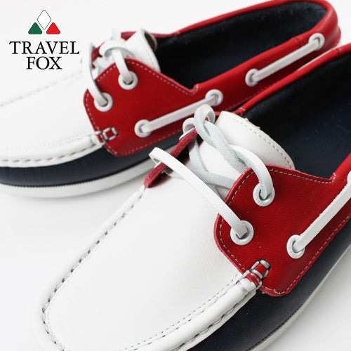 KIDS BOAT SHOES - NAPPA LEATHER RED/WHITE/NAVY