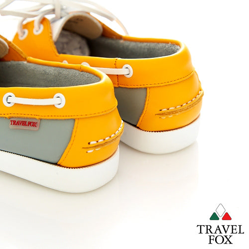 KIDS BOAT SHOES - NAPPA LEATHER ORANGE/WHITE/GREY