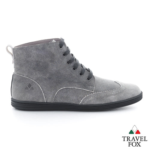 MEN'S BOOTS - DISTRESSED LEATHER WINGTIPS GREY