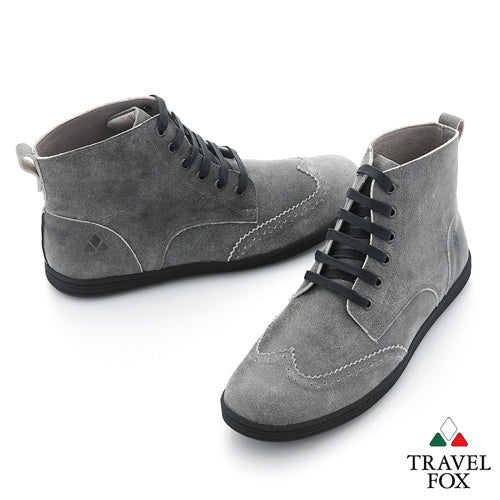 MEN'S BOOTS - DISTRESSED LEATHER WINGTIPS GREY