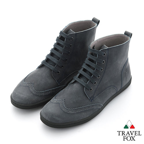MEN'S BOOTS - DISTRESSED LEATHER WINGTIPS BLACK