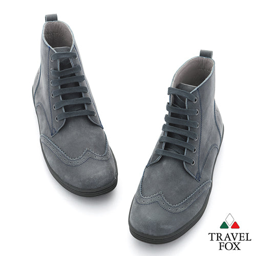 MEN'S BOOTS - DISTRESSED LEATHER WINGTIPS BLACK