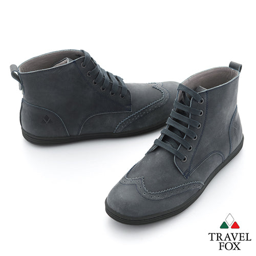 MEN'S BOOTS - DISTRESSED LEATHER WINGTIPS BLACK