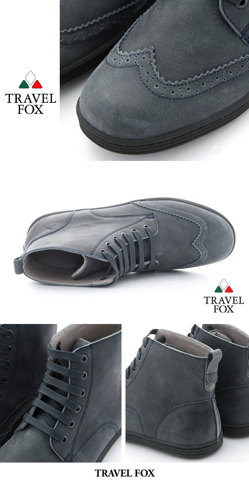 MEN'S BOOTS - DISTRESSED LEATHER WINGTIPS BLACK