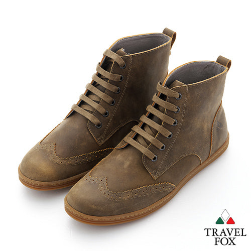 MEN'S BOOTS - DISTRESSED LEATHER WINGTIPS TAN