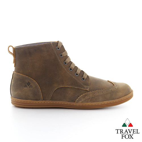 MEN'S BOOTS - DISTRESSED LEATHER WINGTIPS TAN