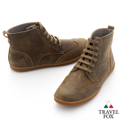 MEN'S BOOTS - DISTRESSED LEATHER WINGTIPS TAN