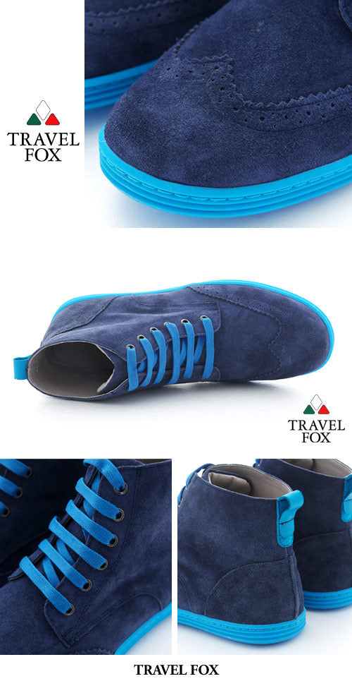 MEN'S BOOTS - SUEDE WINGTIPS BLUE