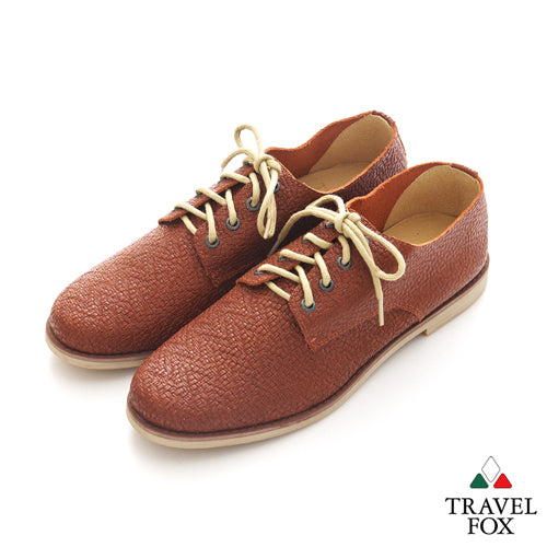 MEN'S EMBOSSED OXFORD DRESS SHOE - BRICK